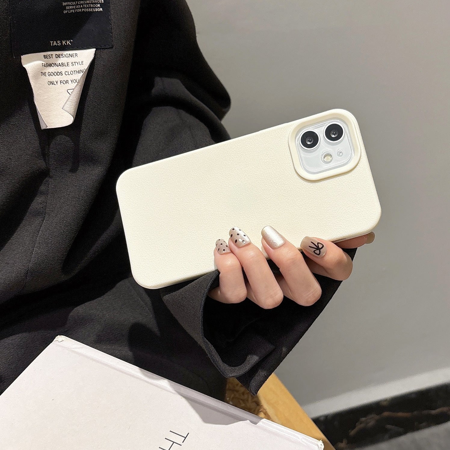 Solid color leather texture silicone phone case for Apple devices