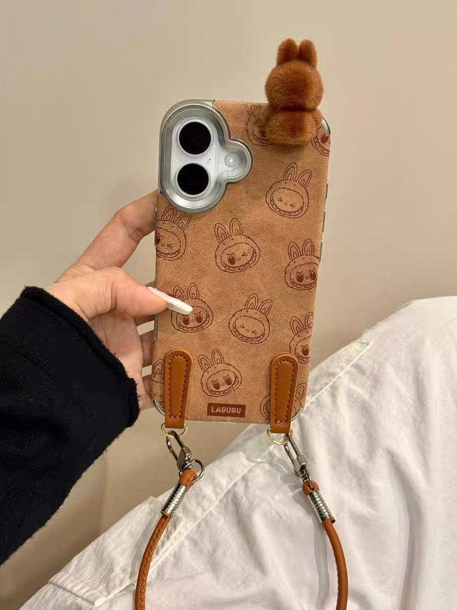 Cute plush 3D Rabbids figure for mobile phone cases for Apple devices