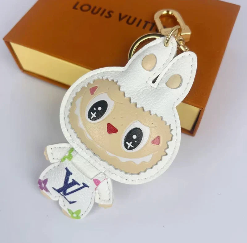 Patchwork Labubo Luxury Leather Keychain