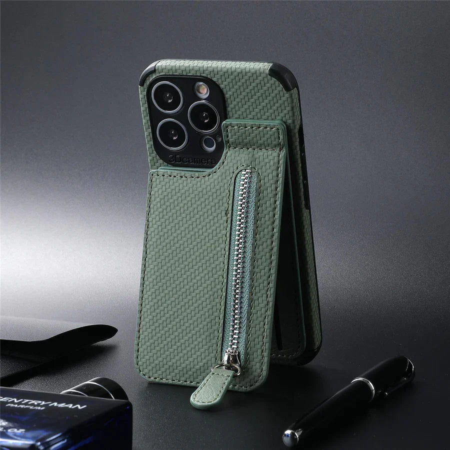 Zipper Cards Wallet Leather Phone Case For iPhone