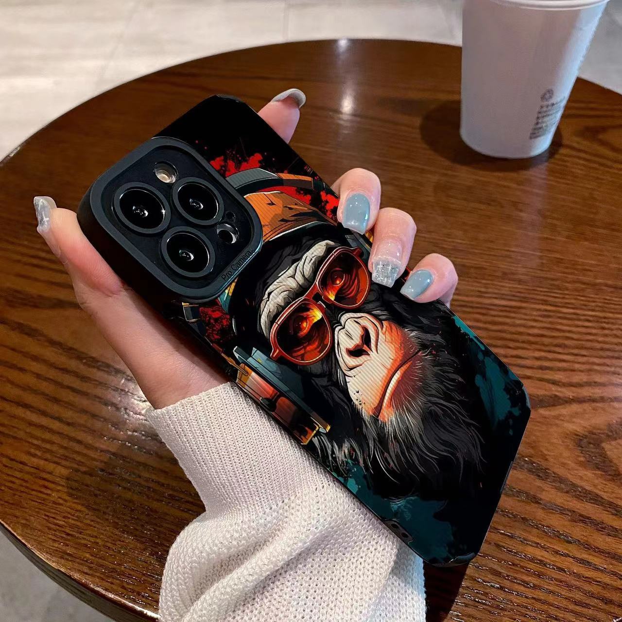 Personalized colorful gorilla print phone case for Apple devices