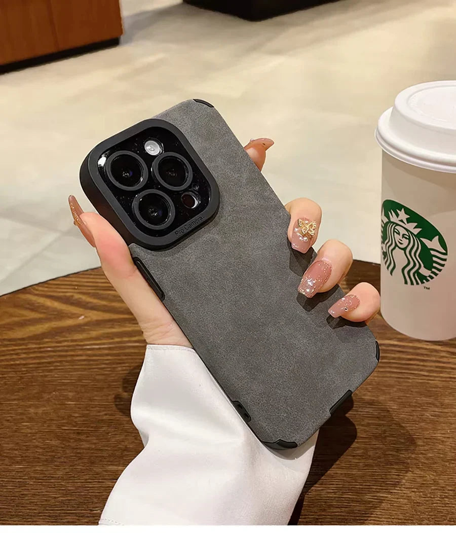 Luxury Lambskin Leather Phone Case For iPhone